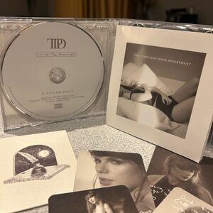 Taylor Swift The Tortured Poets Department CD with Black and White Design